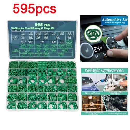 595PCS Air Conditioning Rubber O Ring Seal Assortment Kit Green Air Con 36 Size