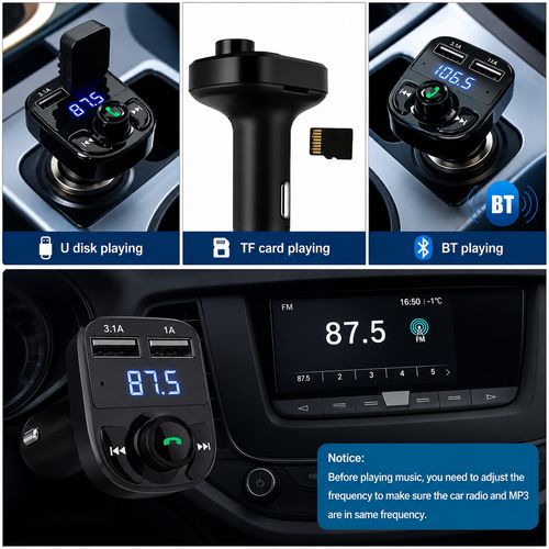 Car Wireless Bluetooth FM Transmitter MP3 Player USB Car Charger Adapter UK — image 8