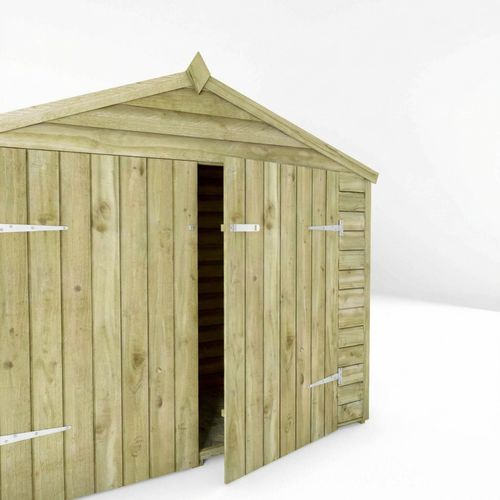 3 x 7 Wooden Garden Bike Shed Storage Overlap Double Doors Apex Roof Waltons  — image 7