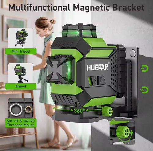 Huepar 703CG 12Lines Green Beam Self Levelling Laser Level with Magnetic Bracket — image 3