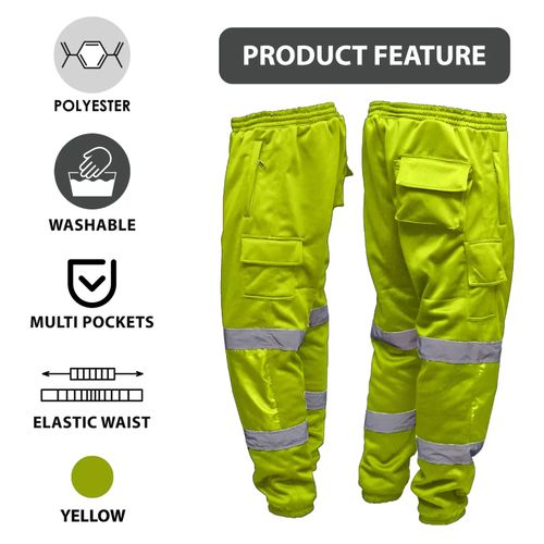 Hi Viz Vis Fleece Trousers Jogging Bottoms Safety Pants Work Wear Joggers Sweat — image 1