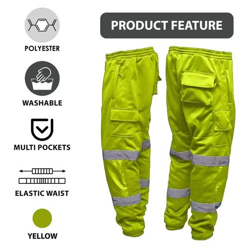 Hi Viz Vis Fleece Trousers Jogging Bottoms Safety Pants Work Wear Joggers Sweat