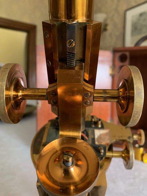 Antique Henry Crouch Histological Brass Microscope - circa 1887, Cased — image 9