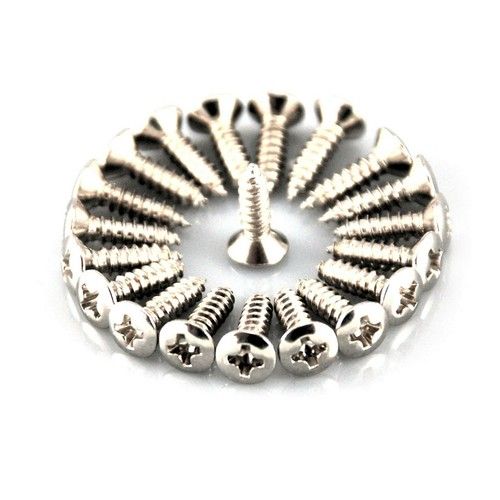 Pickguard Scratchplate Screws Strat Tele 4, 12, 25 or 50 Chrome Black Gold GA