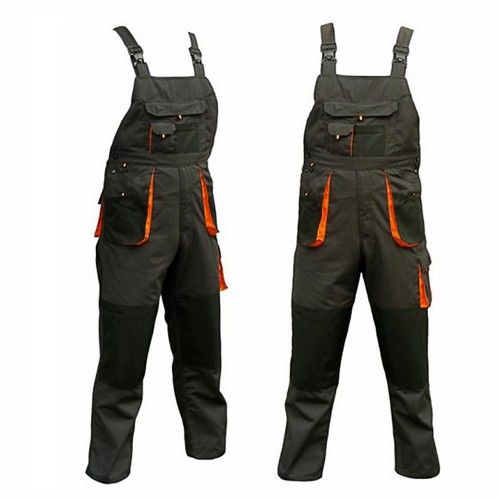 Mens Bib Brace Dungarees Workwear Multi Pockets Knee Pad Pockets Toughwear