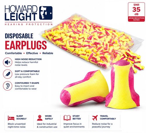 Howard Leight Laser Lite Ear Plugs for Work Sleep Snoring Noise Cancelling Bike