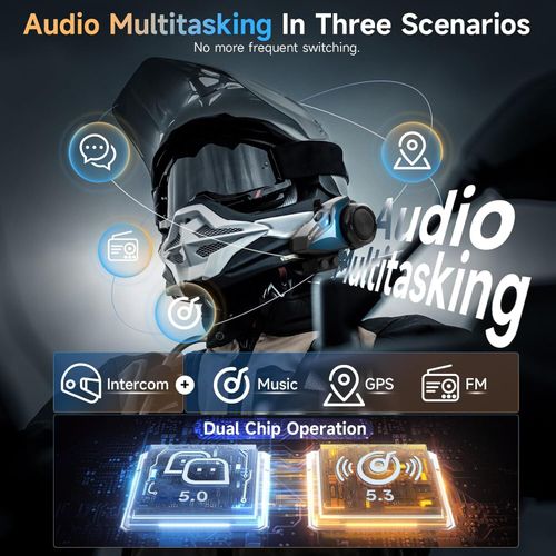 Moman H2E Helmet Intercom Headset Dual Chip Audio Multitasking For Motorcycle — image 2