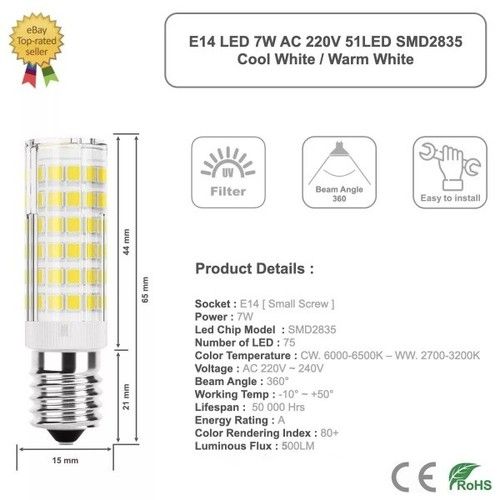 E14 LED Bulb Small Screw 3W 5W 7W Cool Warm/Cool/Neutral White Light for Kitchen