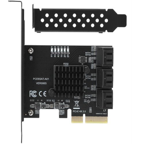 1Pcs PCI-E To 6 Ports SATA 3.0 Controller Expansion Card Adapter 6Gbps For PC