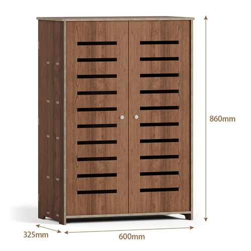 Shoe Cabinet Storage Cupboard Footwear Stand Rack Wooden Double Doors UK — image 6
