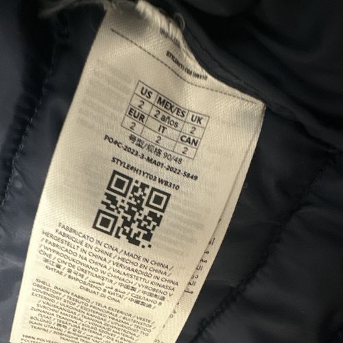GUESS Navy Hooded Puffer Jacket 18-24 Months Full Zip Padded Bear Print — image 3