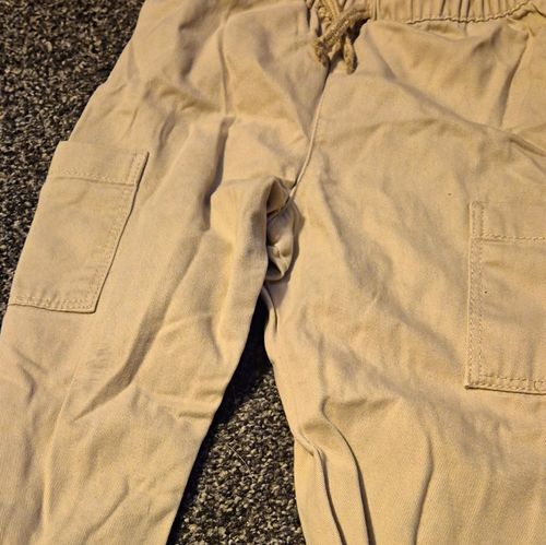 F&F Beige Cargo Trousers 12-18 Months Drawstring Adjustable Waist Pockets — image 1