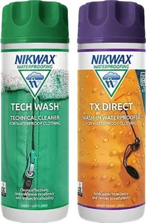 Nikwax Tech Wash & TX Direct Twin Pack Cleaning Waterproof Outdoor Clothing