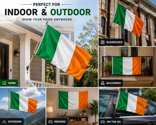 Large Irish Flag Ireland Republic Dublin St Patrick Day Football Rugby Fan 5x3ft — image 2