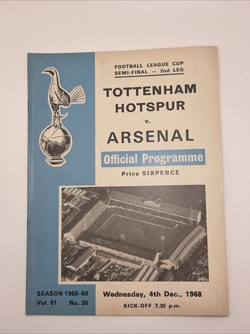 Tottenham Hotspur v Arsenal;  League Cup Semi Final,  4th December 1968