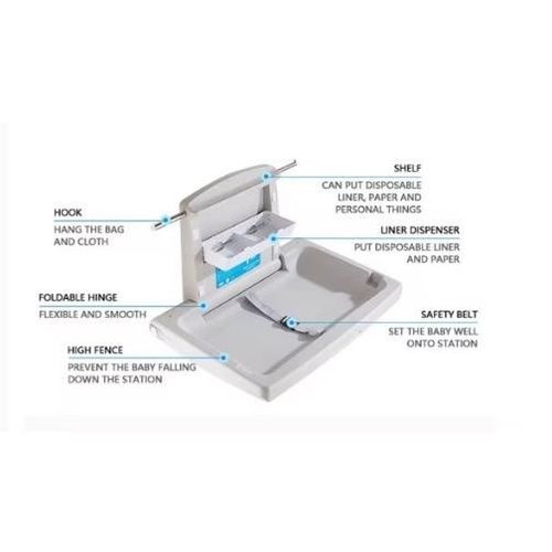 Baby Changing Station Wall Mounted Foldable Diaper Changer Table — image 3