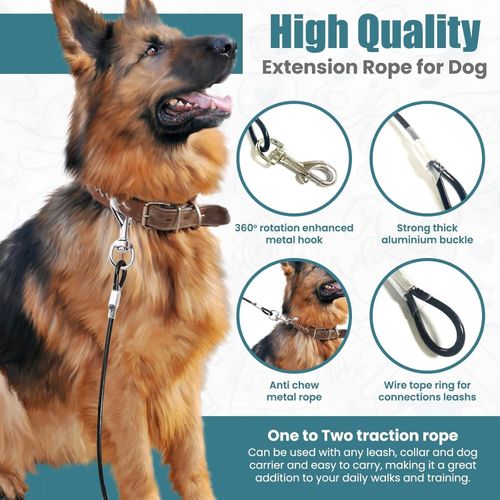 2 Pack Chew Proof 5mm Dog Leash Extension, Metal Cable Lead, Heavy duty — image 2