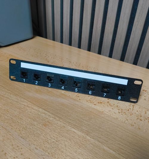 8 Port Cat6 RJ45 Keystone Patch Panel – 1U 10" Network Rack Mount – Pass Through