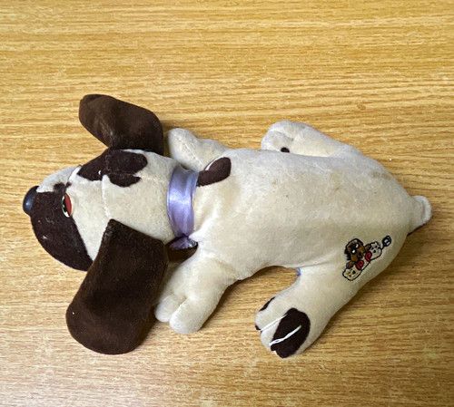 Pound Puppies Vintage Retired Plush Soft Toy Dog Small Brown/White Ribbon