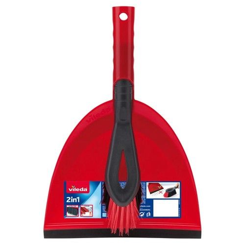 Vileda Red  2in1 Dustpan & Brush Set