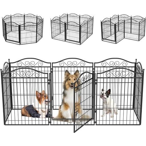 BingoPaw 8 Panels Dog Play Pen Pet Puppy Playpen Metal Exercise Fence Enclosure