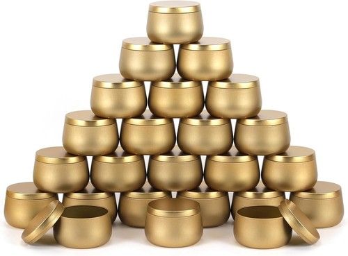 24 Pack Candle Tins Empty Candle Boxes with Lids for Candle Making Golden