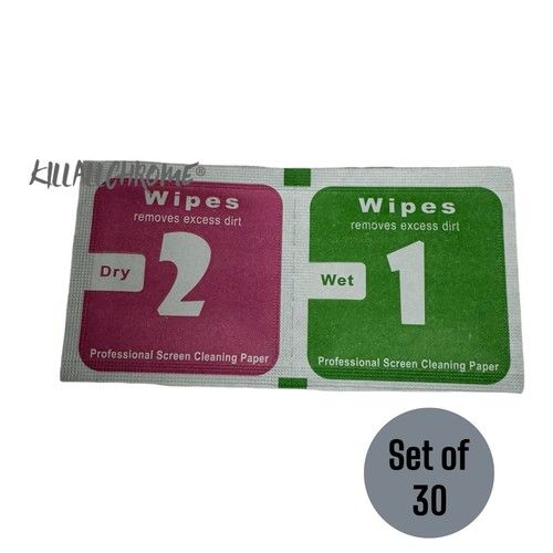 Mobile Phone Wipes Alcohol Screen Protector Wipes Wet & Dry 2in1 Cleaning Cloths