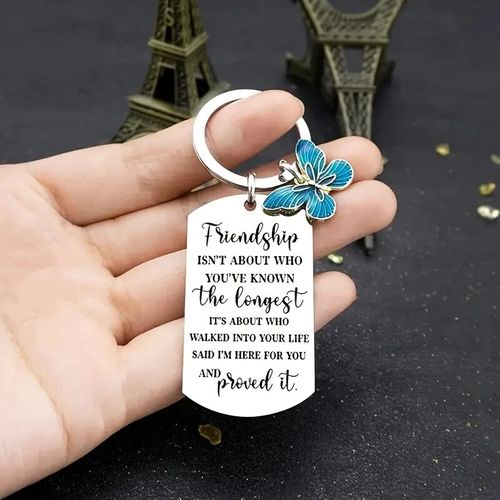 Friendship Butterfly Charm Friend Keychain Gift For Best Friend Bestie Keyring — image 4