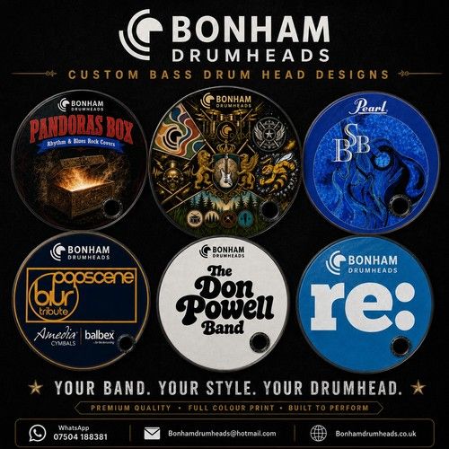 Custom Bass Drum Head  18 20 22 Inch Your Band Logo Artwork Graphic Applied