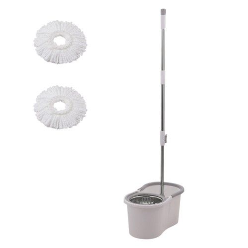 Fashion Home Grey White Plastic Mop and Bucket Sets with Additional Mop Heads