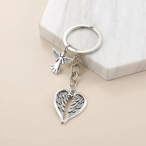 Guardian Angel Charm Feather Wings Charm Keyring Alloy Keychain Memorial Gift — image 1