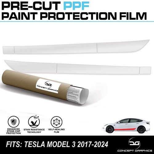 Lower door Stone Chip Guard PPF Paint Protection Film Kit For Tesla Model 3