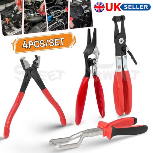 4PC Hose Clamp Removal Pliers Set Flexible Spring-Loaded Long Nose Pliers Carbon — image 3