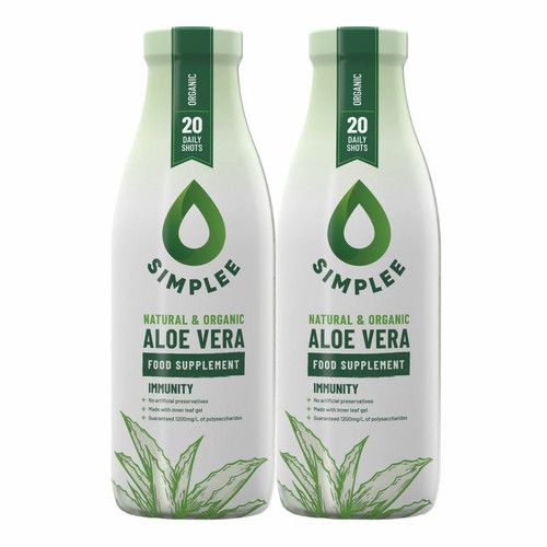 Simplee Aloe  - Aloe Vera Juice 2 x 1 Litre - Natural, Organic & Cold Pressed