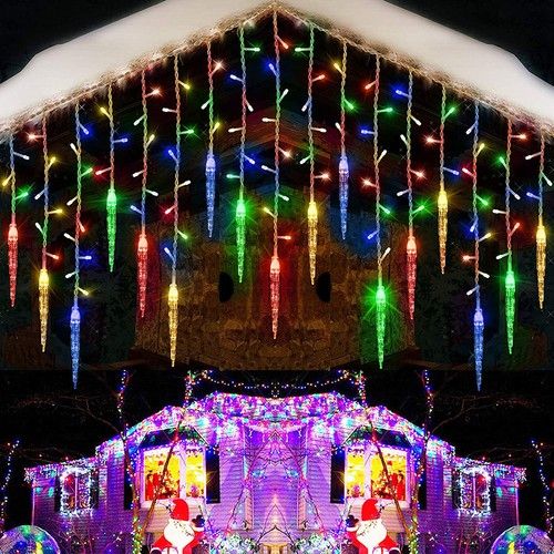 Christmas Tree Fairy Lights Garden LED Icicle Falling Rain Curtain String Lights