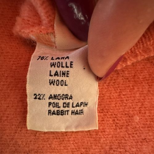 United Colors of Benetton Orange Wool Angora Knit Button Cardigan M — image 3
