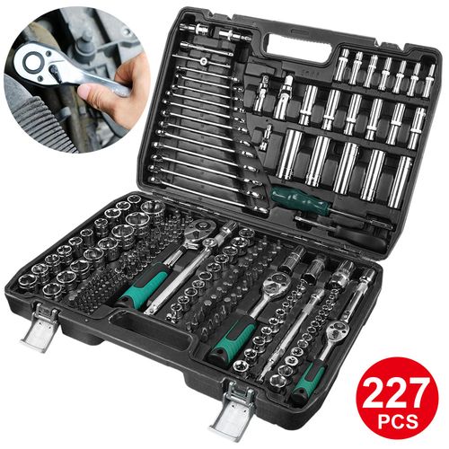 227 Pcs Professional Ratchet Socket Set 1/2" 1/4" 3/8" Tool Kit Spanners Wrench — image 1