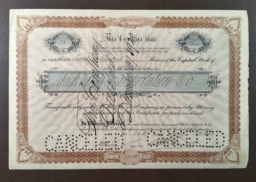 1906 Lehigh Valley Transportation Co Capital Stock USA Share Certificate