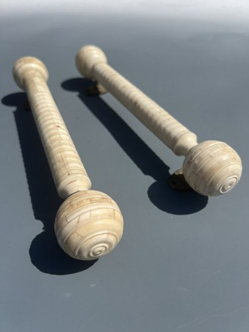 Large Pair of Bakelite antique vintage old Door Handles Pulls 12 inch brass fit