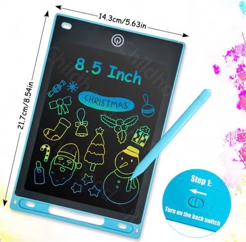 Blue LCD Writing Tablet 8.5" Electronic Drawing Pad Kids Memo Message Board