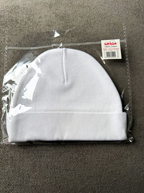 SoftTouch White Solid Beanie Hat 100% Cotton Unisex Baby 0-3 Months