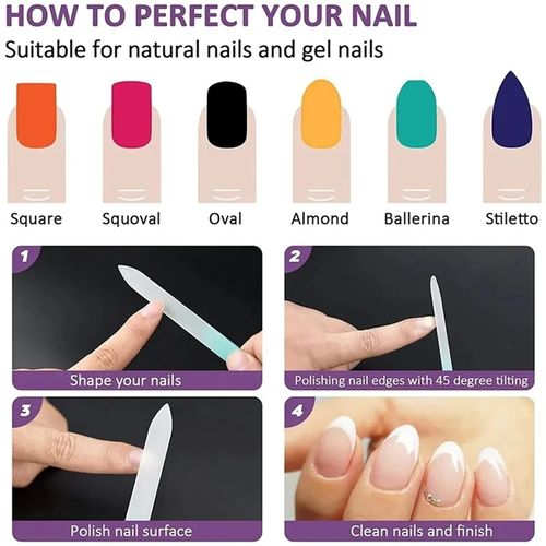 Crystal Glass Nail File With Hard Case Manicure Pedicure Tool Random Colour UK — image 6