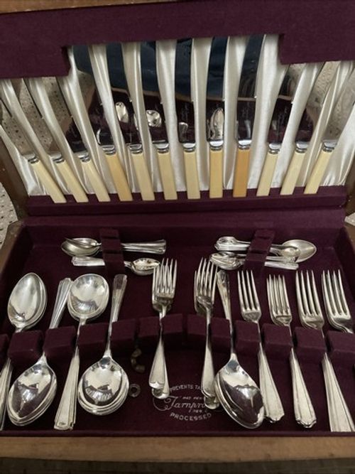 Large Canteen of Cutlery Stainless Steel and Silver Plate Hallmarked Sheffield
