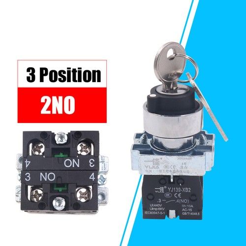 22mm On/Off Key Switch Locking Security Lock Latching 2/3 Position Rotary Switch