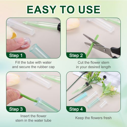 25Pcs Black/Transparent Floral Water Tube 4" Transparent Flower Tube for Florist — image 4