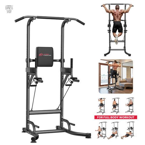Power Tower Pull Up Bar Dip Station Adjustable Multi-Function Home Gym Strength 