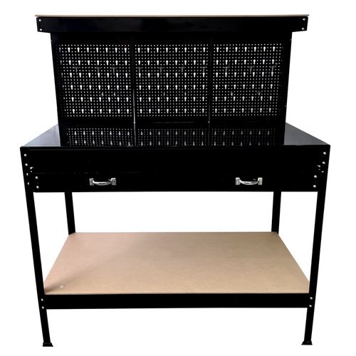 SwitZer Heavy Duty Metal Workbench Garage Table Pegboard Shelf Drawer Workshop — image 8