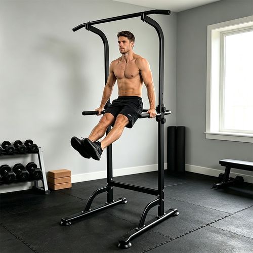 Adjustable Power Tower Station 10-Level Pull Up Bar Home Gym Strength Workout — image 7
