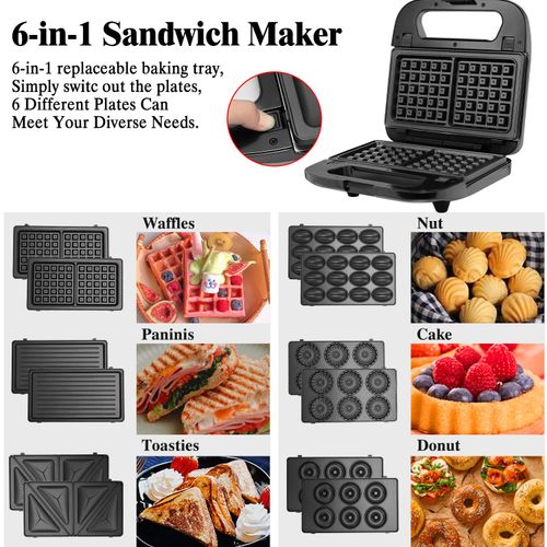 SUPERLEX 6in1 Multi-Functional Waffle Maker Panini Press Sandwich Toaster Grill — image 8