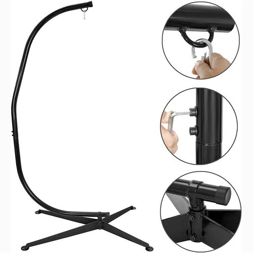 Large Heavy Duty Garden Hammock C-stand Hanging Swing Egg Chair Frame with Base — image 4
